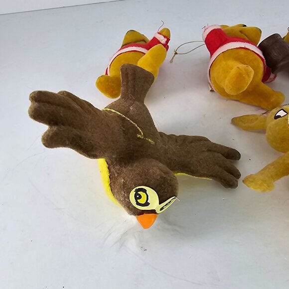 Vintage Christmas Winnie The Pooh & Friends Flocked Ornaments Set Of 5 - Picture 6 of 9